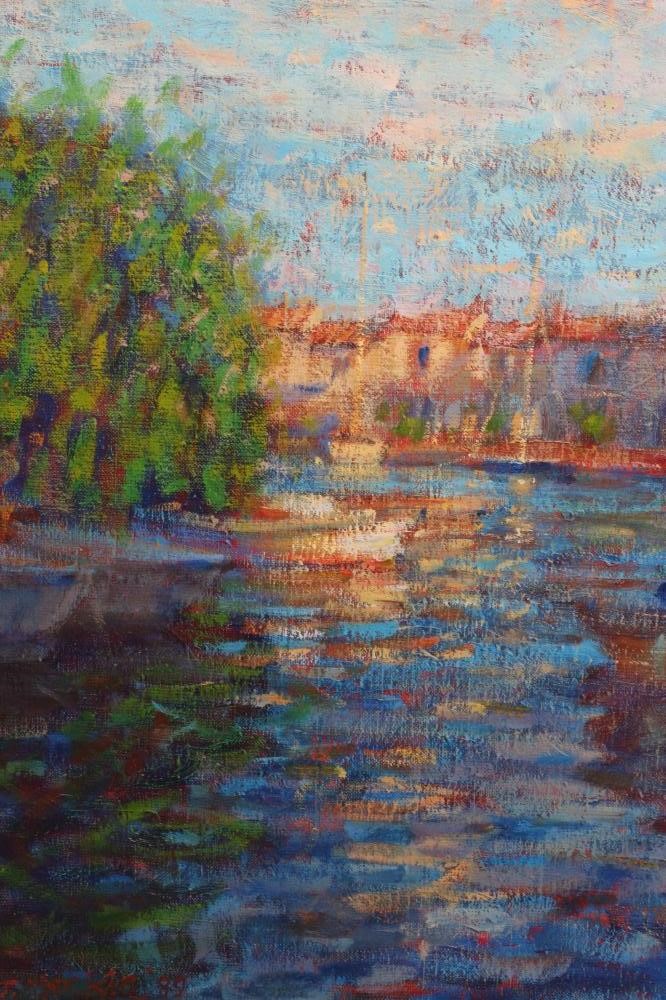 JOHN MACKIE (b.1953) Italian Lake Scene, oil on canvas, signed and dated (19)89, 27 3/4" x 35 3/4", Image