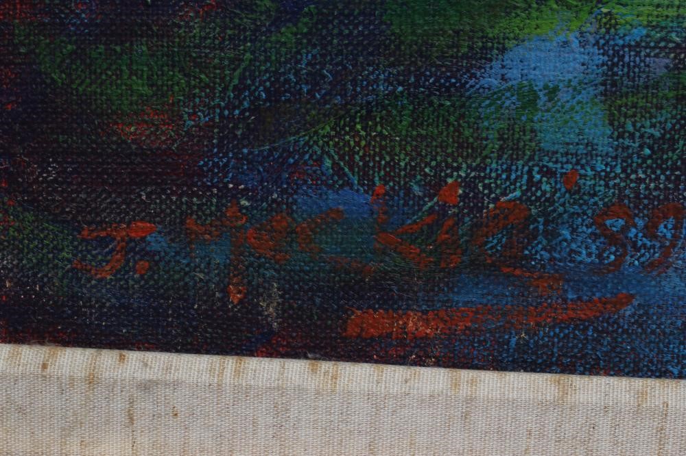 JOHN MACKIE (b.1953) Italian Lake Scene, oil on canvas, signed and dated (19)89, 27 3/4" x 35 3/4", Image