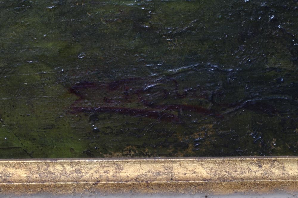 EDWIN RIBY (19th/20th Century) Bolton Abbey, oil on canvas, signed, 10 1/4" x 40 1/2", gilt frame Image