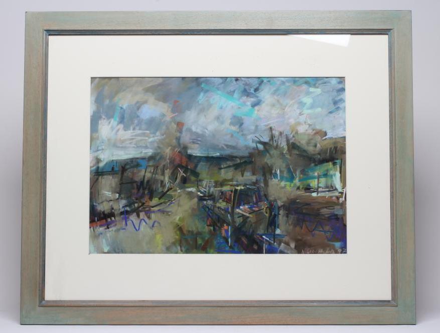 DAVID GREENWOOD (Contemporary) "Narrow Boat Crossflatts nr. Bingley, pastel, signed and dated Image
