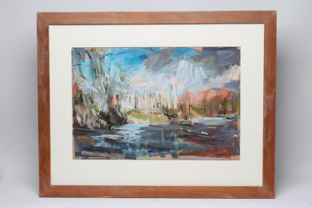 DAVID GREENWOOD (Contemporary) "Bolton Abbey from the River Wharfe", pastel, signed and dated Image