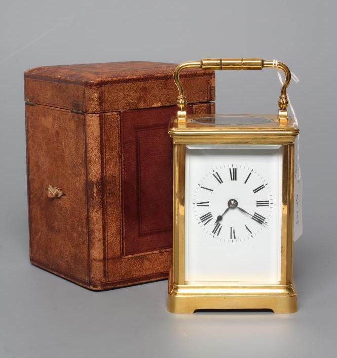 A BRASS CARRIAGE CLOCK Image