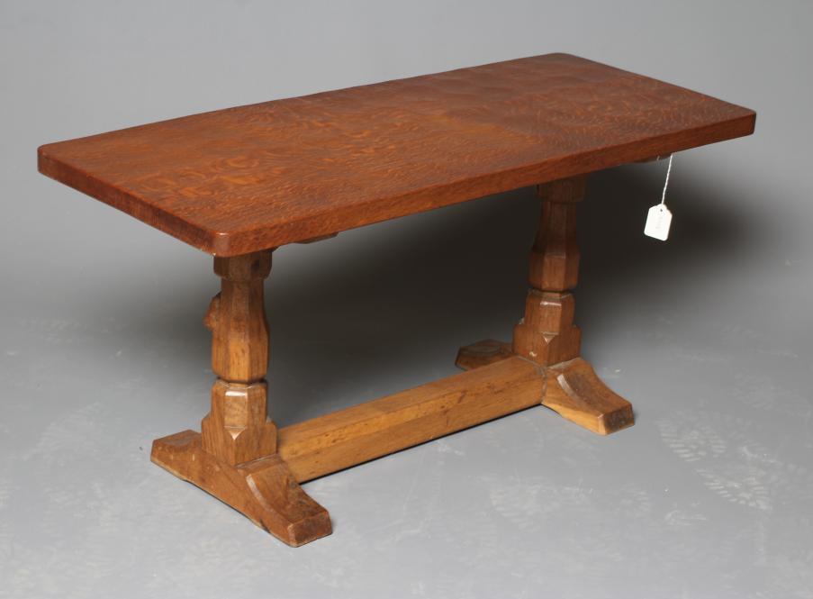 A ROBERT THOMPSON ADZED OAK COFFEE TABLE Image
