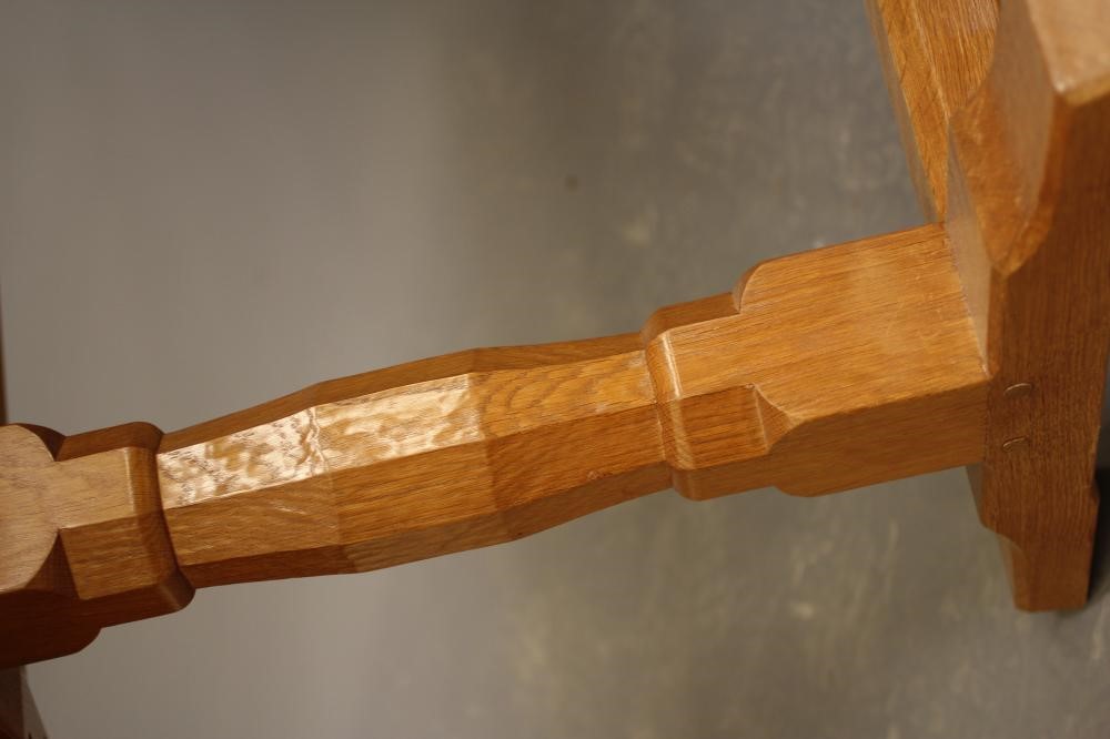 A DAVID LANGSTAFF ADZED OAK DINING TABLE Image