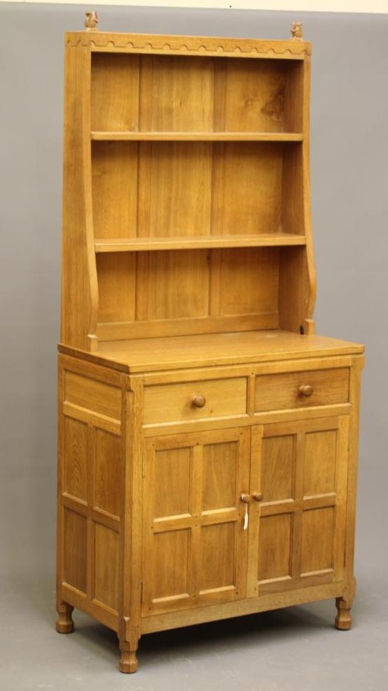 A WILFRED HUTCHINSON (HUSTWAITE) ADZED OAK SMALL DRESSER Image