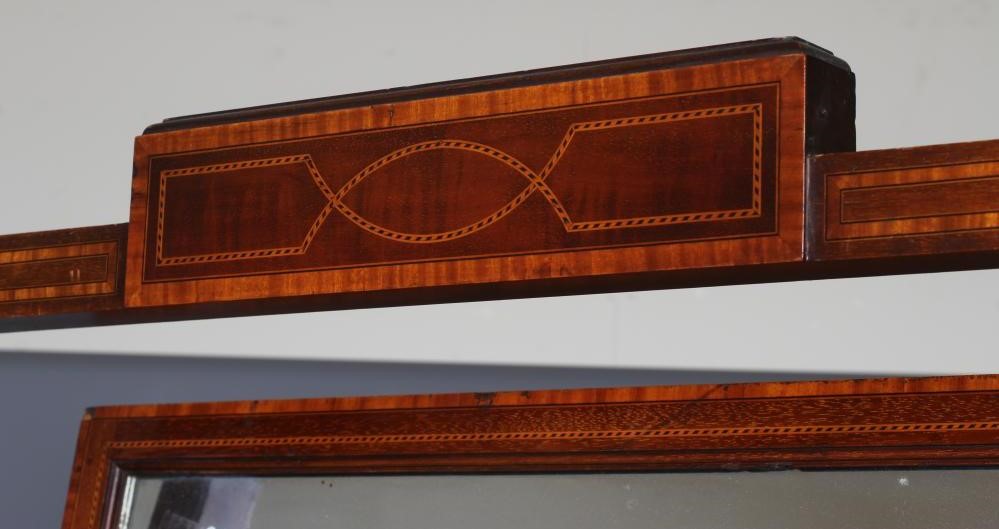 AN EDWARDIAN MAHOGANY CHEVAL MIRROR with satinwood banding and chequer stringing Image