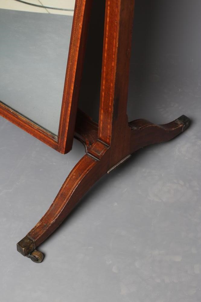 AN EDWARDIAN MAHOGANY CHEVAL MIRROR with satinwood banding and chequer stringing Image