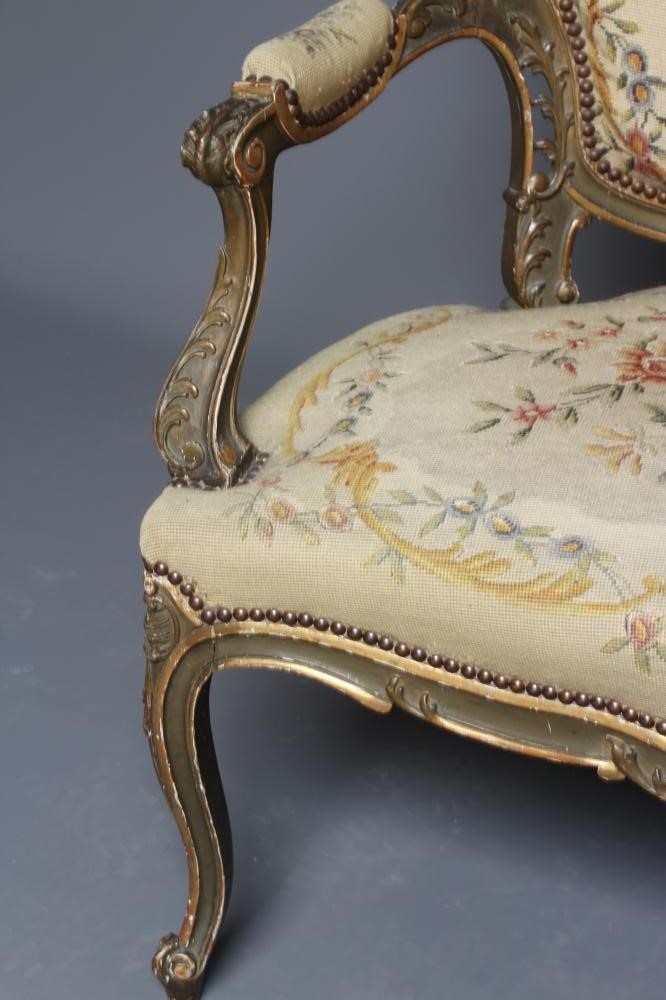 A LOUIS XV STYLE CARVED AND PAINTED CANAPE Image