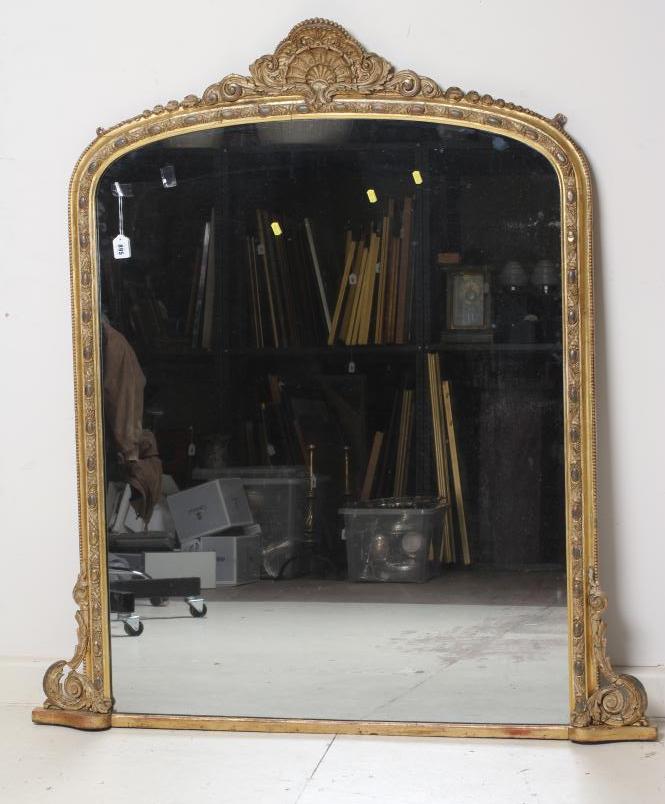 A VICTORIAN GILT GESSO OVERMANTEL MIRROR Image