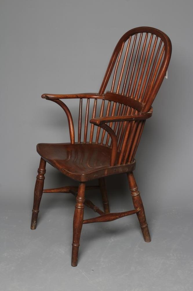 AN ASH AND ELM STICK BACK WINDSOR ARMCHAIR Image