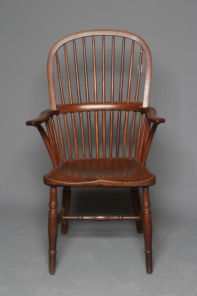 AN ASH AND ELM STICK BACK WINDSOR ARMCHAIR Image