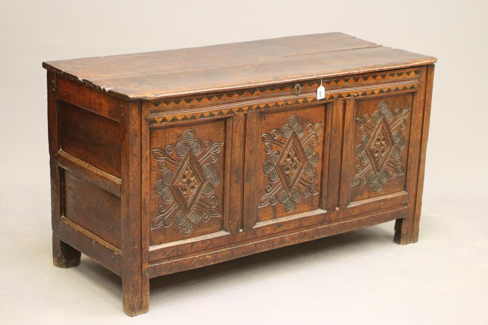 A YORKSHIRE JOINED OAK PANELLED CHEST Image