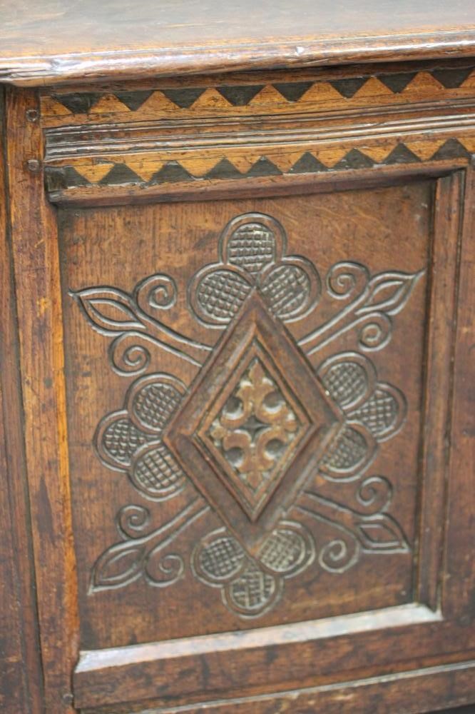 A YORKSHIRE JOINED OAK PANELLED CHEST Image