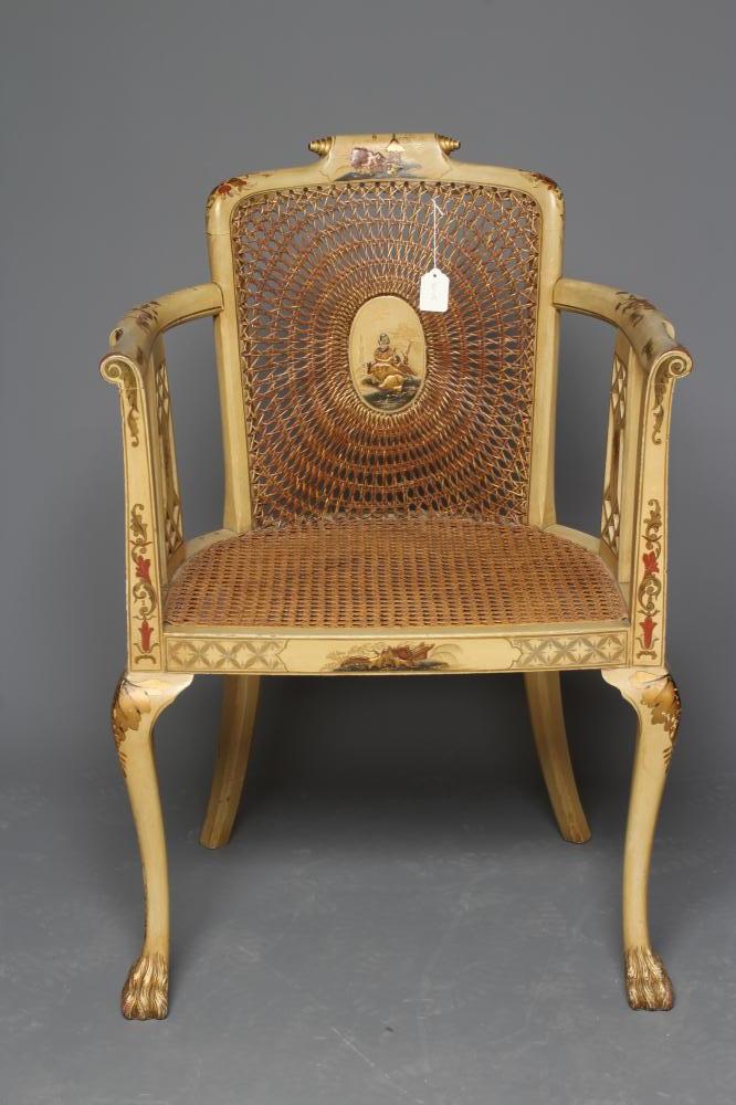 A CANED CHINOISERIE BERGERE Image