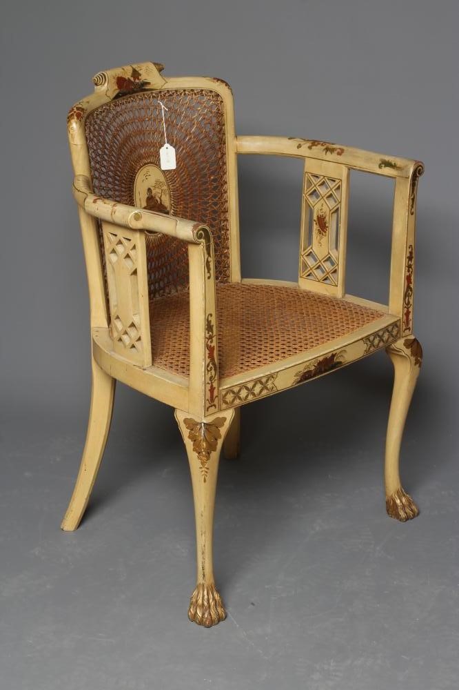 A CANED CHINOISERIE BERGERE Image