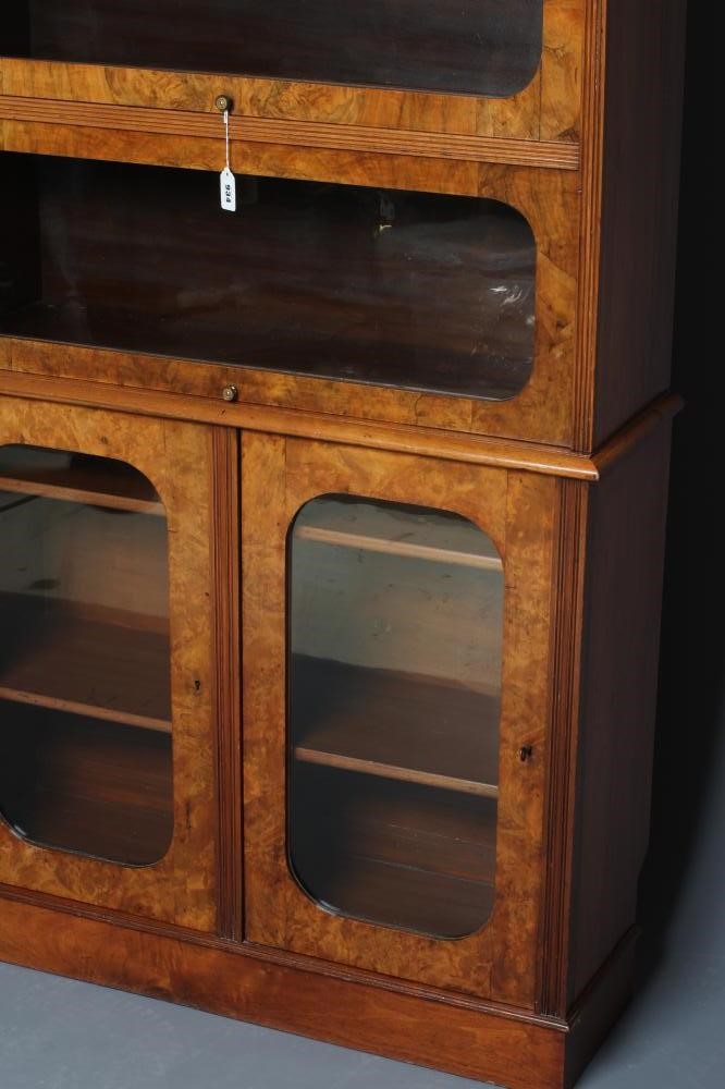 A VICTORIAN BURR WALNUT BOOKCASE Image