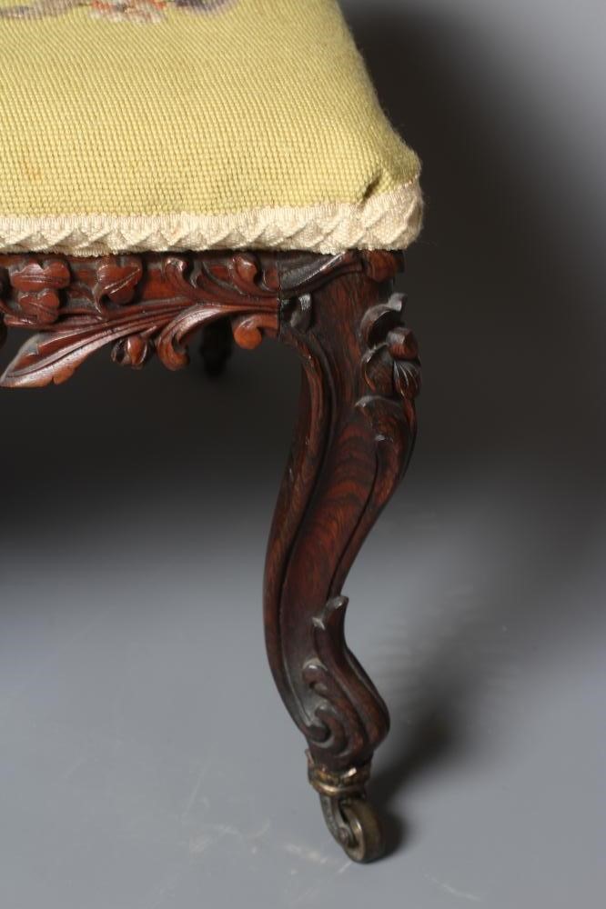 A VICTORIAN DRESSING STOOL of oblong form in rosewood and mahogany Image