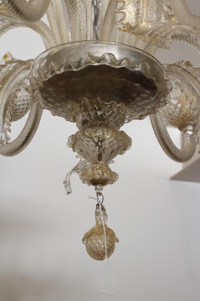 A VENETIAN SIX LIGHT CLEAR GLASS CHANDELIER Image