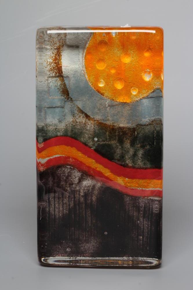 SARAH PETERSON FOR CAITHNESS GLASS - a sandcast slab sculpture "Sunset Dreams", signed, No.4 of a Image