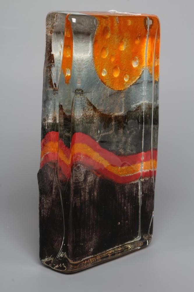 SARAH PETERSON FOR CAITHNESS GLASS - a sandcast slab sculpture "Sunset Dreams", signed, No.4 of a Image
