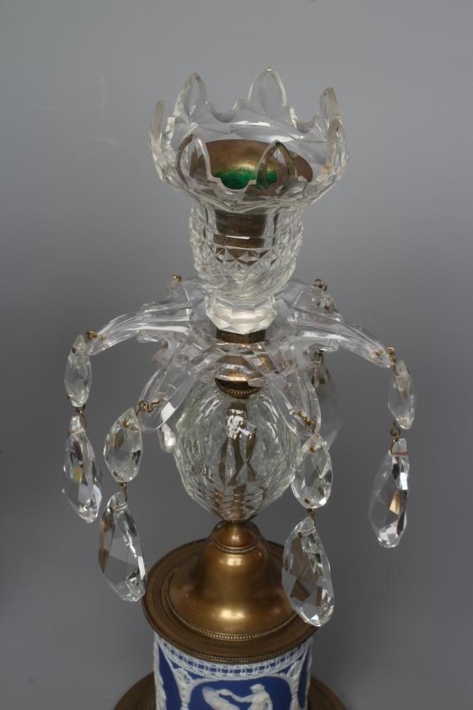 A PAIR OF GLASS TABLE LUSTRES Image