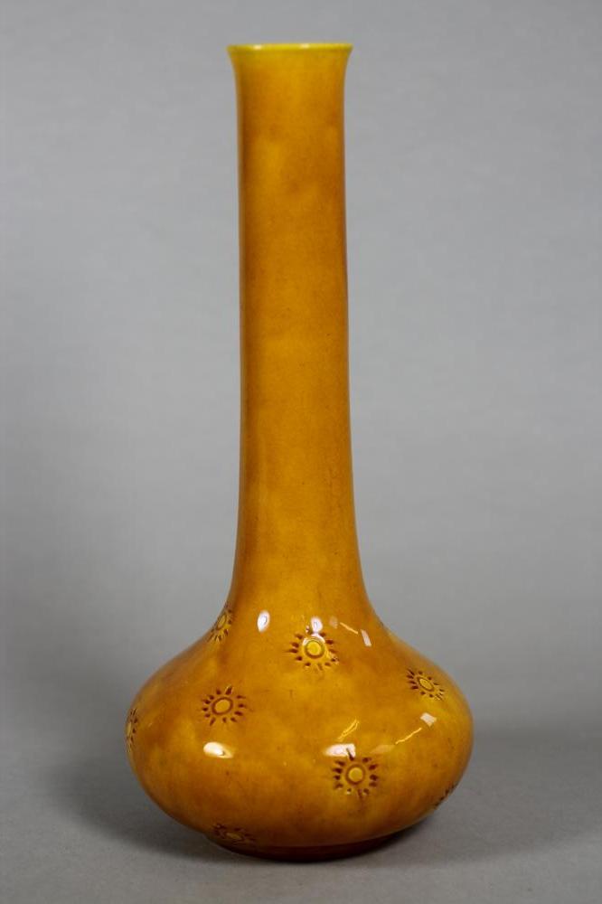 A BURMANTOFTS "FAIENCE" OCHRE GLAZED BOTTLE VASE Image