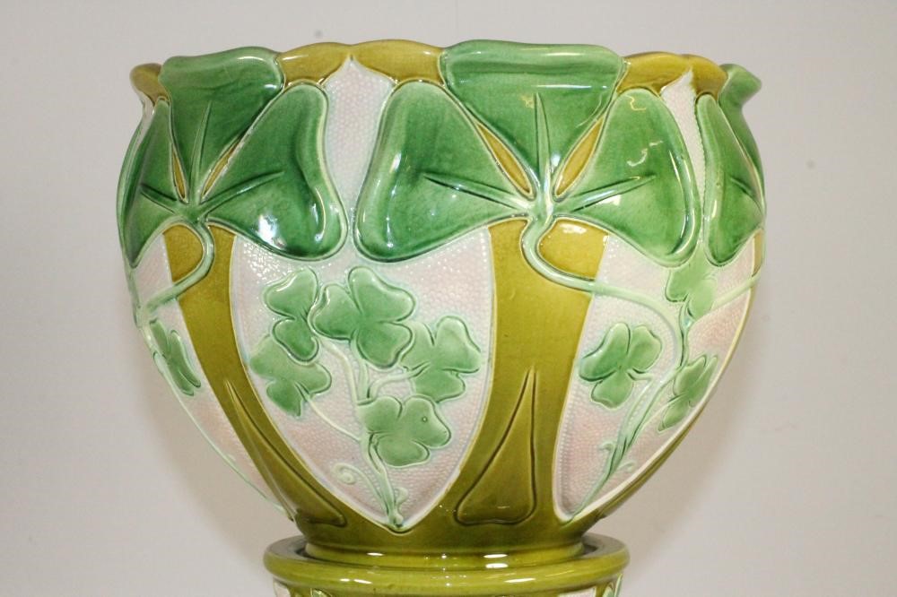 A BURMANTOFTS "FAIENCE" JARDINIERE AND STAND Image