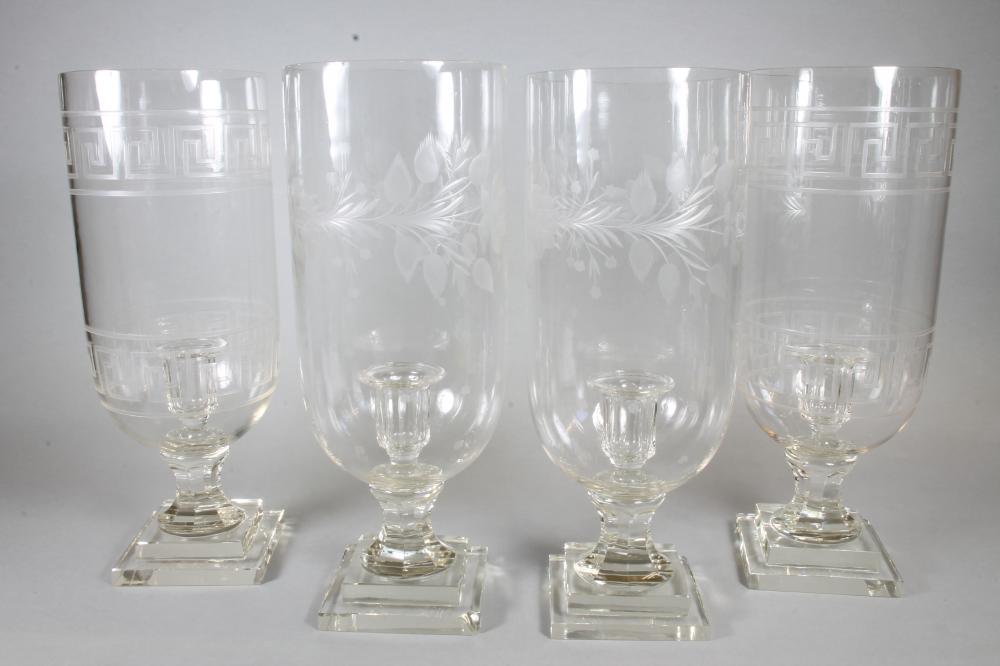 TWO PAIRS OF GLASS STORM LANTERNS Image