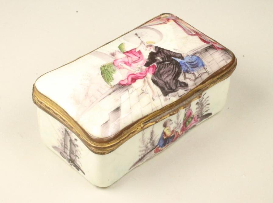 AN ENGLISH ENAMEL ON COPPER TABLE SNUFF BOX Image