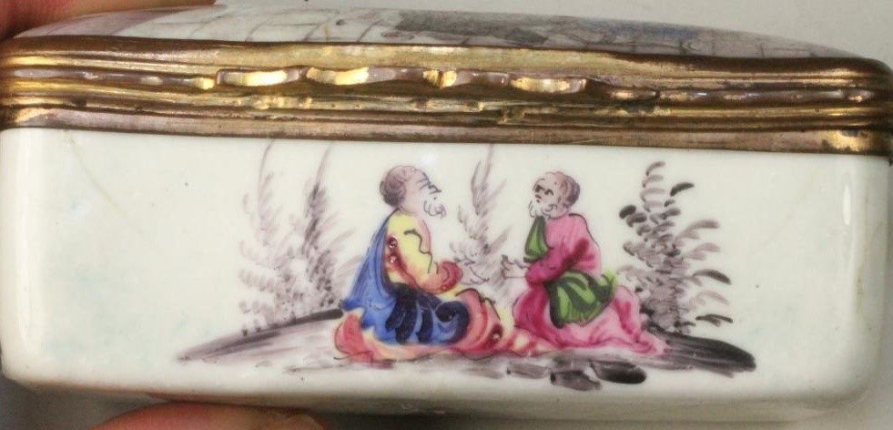 AN ENGLISH ENAMEL ON COPPER TABLE SNUFF BOX Image
