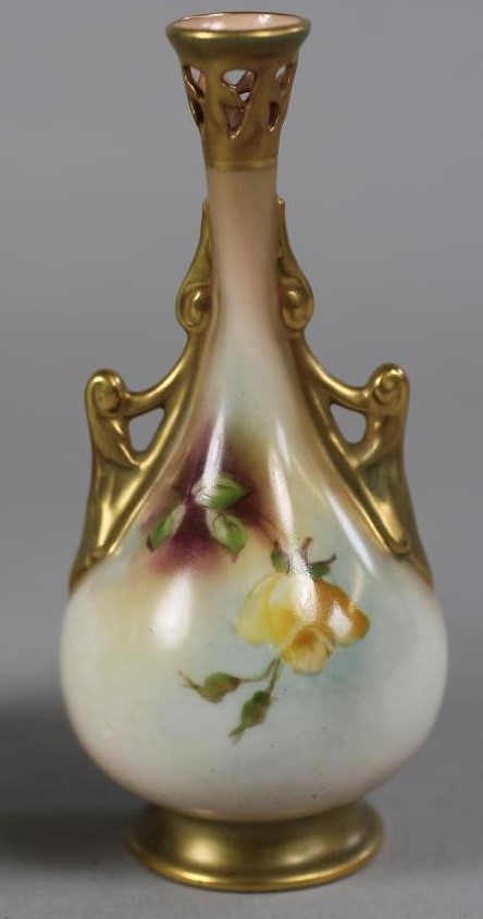 A ROYAL WORCESTER CHINA SMALL VASE Image