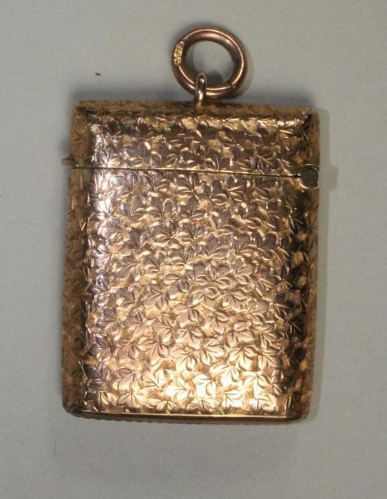 A LATE VICTORIAN 9CT GOLD VESTA Image