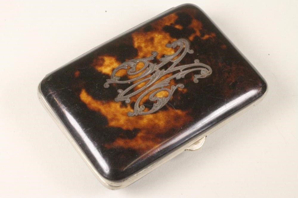 A MID VICTORIAN TORTOISESHELL CARD CASE of rounded oblong form Image