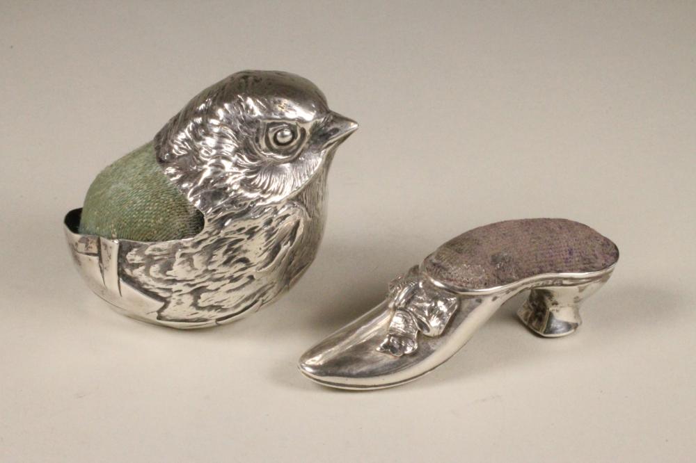 TWO NOVELTY SILVER PIN CUSHIONS Image