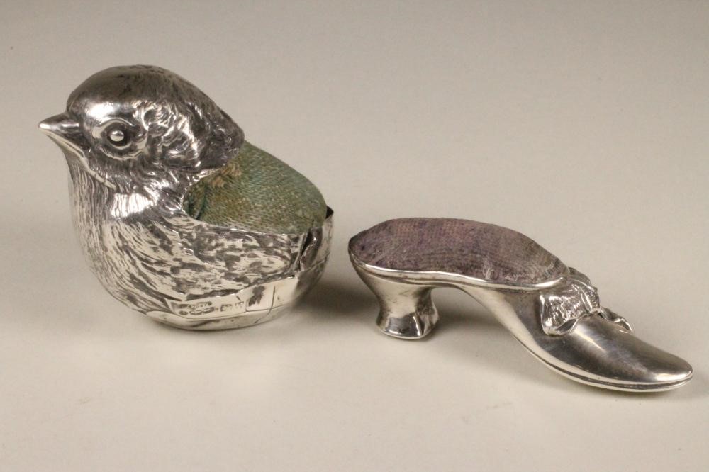 TWO NOVELTY SILVER PIN CUSHIONS Image