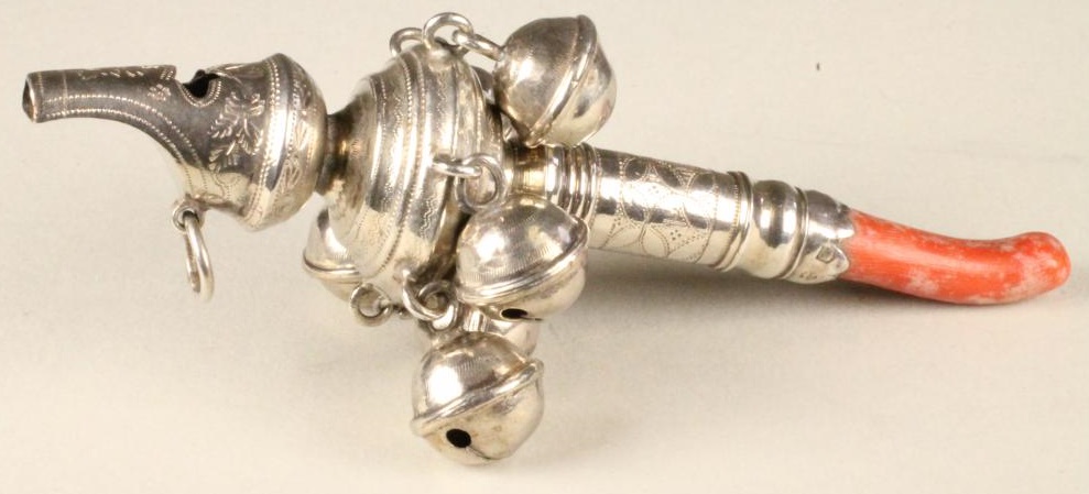 A GEORGE IV SILVER RATTLE/WHISTLE Image