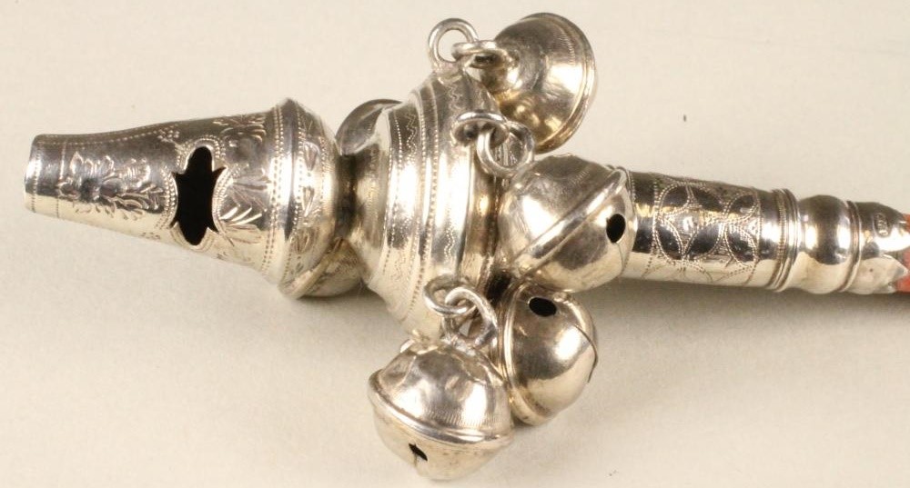 A GEORGE IV SILVER RATTLE/WHISTLE Image