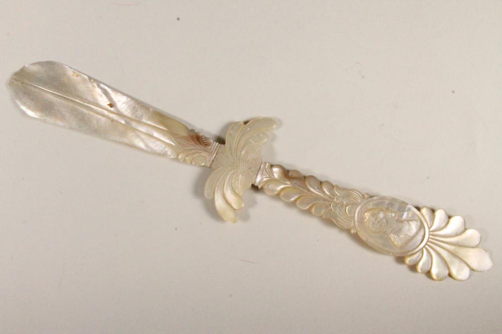 A SECTIONAL MOTHER OF PEARL PAPER KNIFE Image