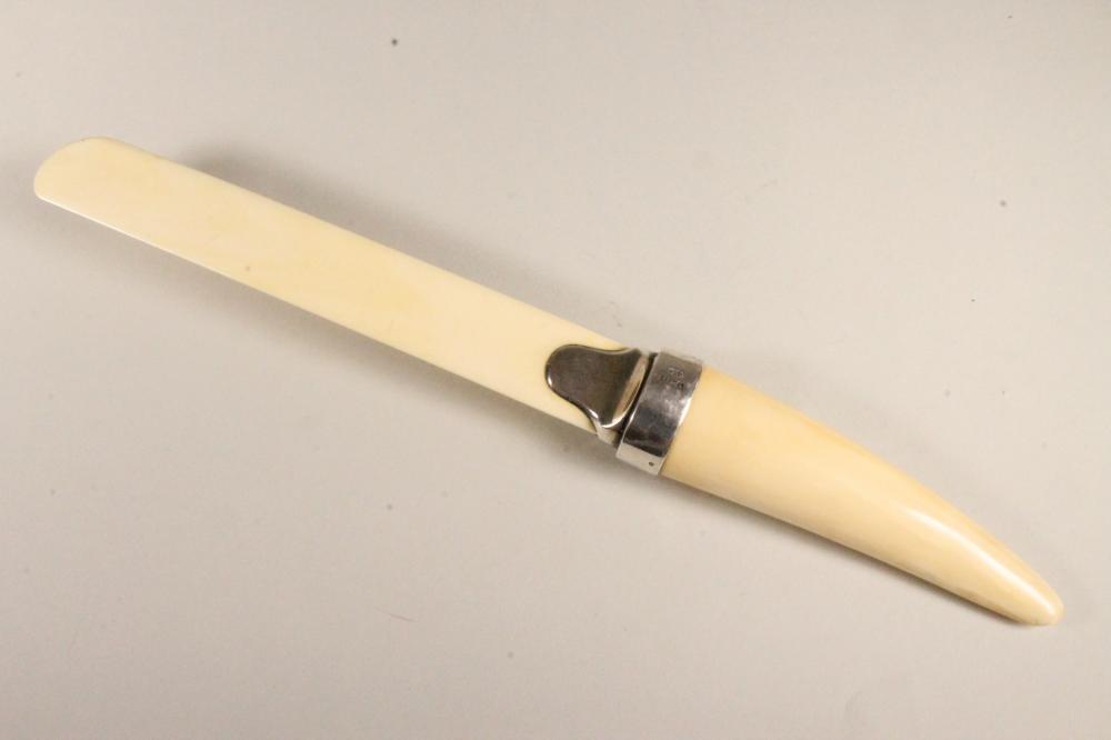 AN EDWARDIAN SILVER MOUNTED IVORY PAPER KNIFE Image