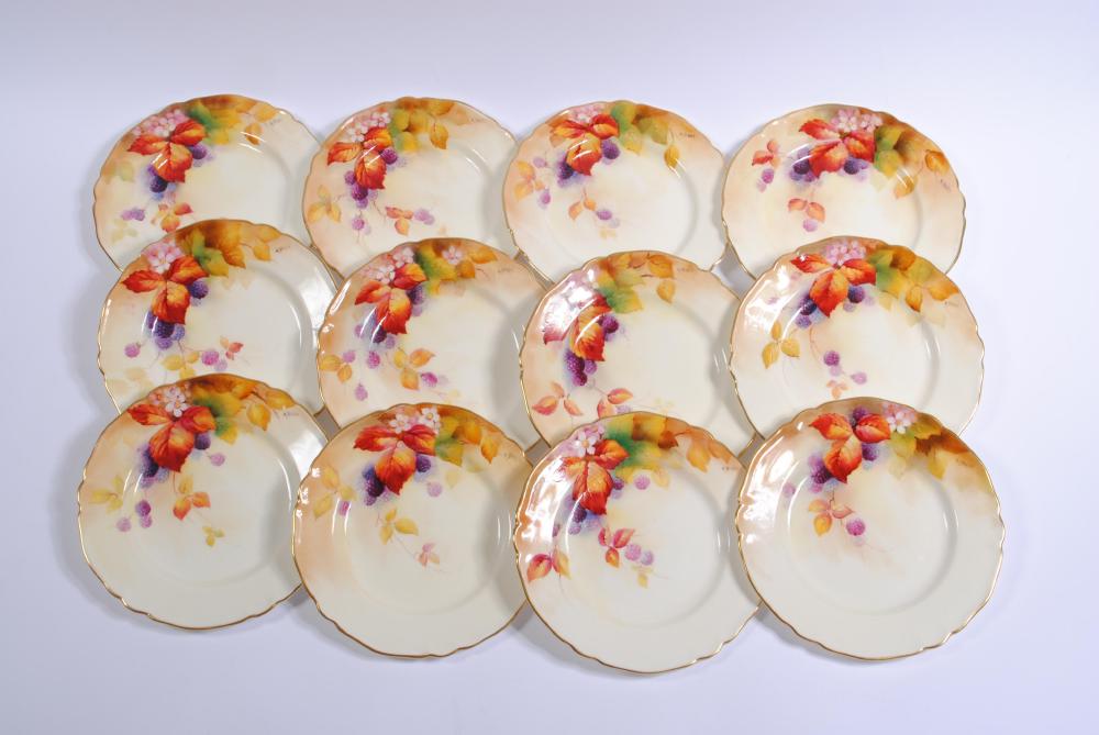 A SET OF TWELVE ROYAL WORCESTER CHINA DESSERT PLATES Image