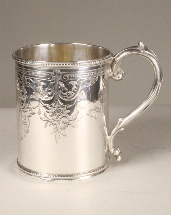 A VICTORIAN SILVER CHRISTENING MUG Image