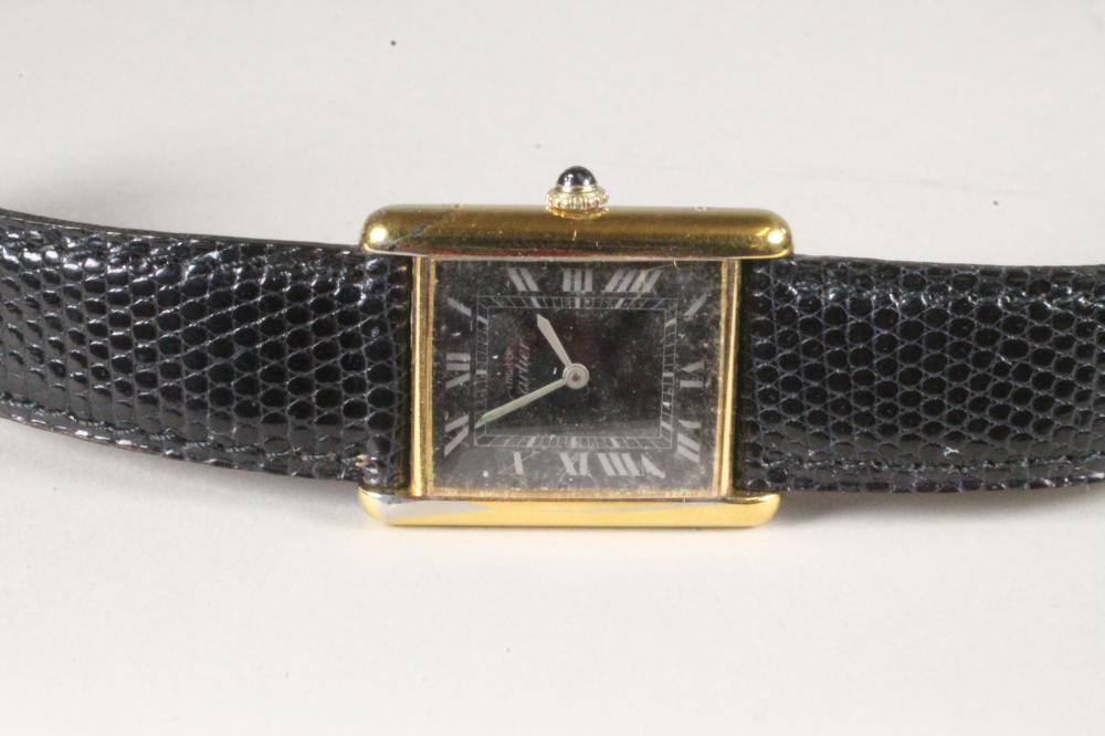 A MUST DE CARTIER SILVER "TANK" WATCH Image