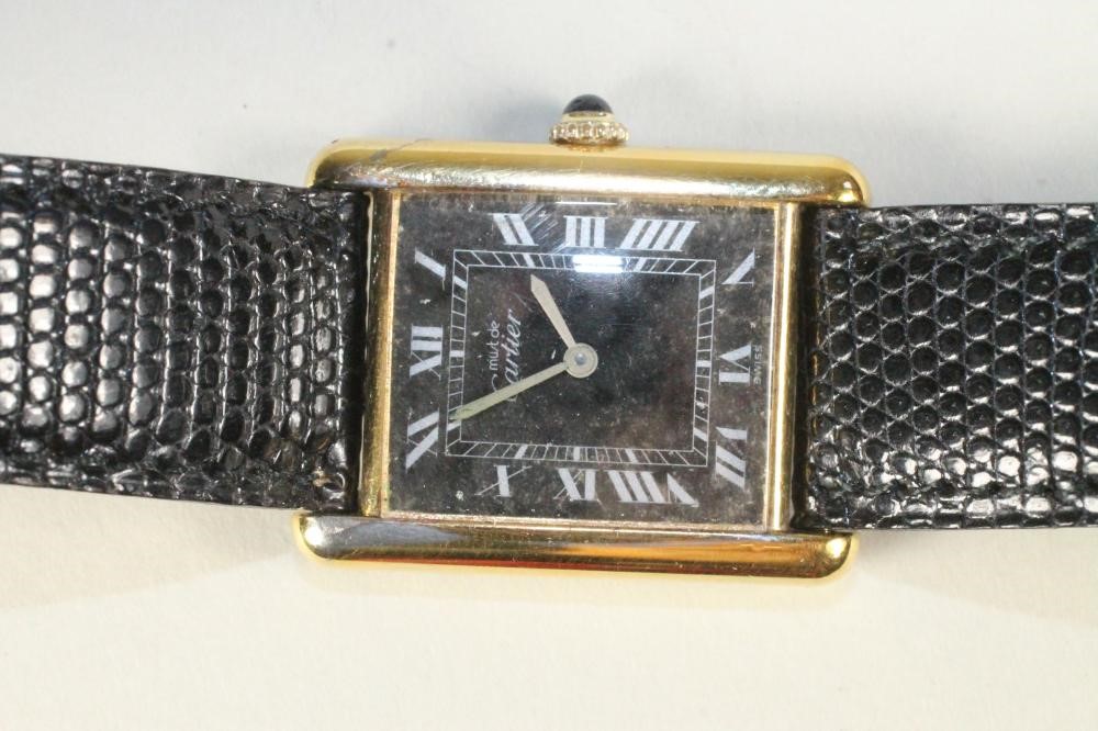A MUST DE CARTIER SILVER "TANK" WATCH Image