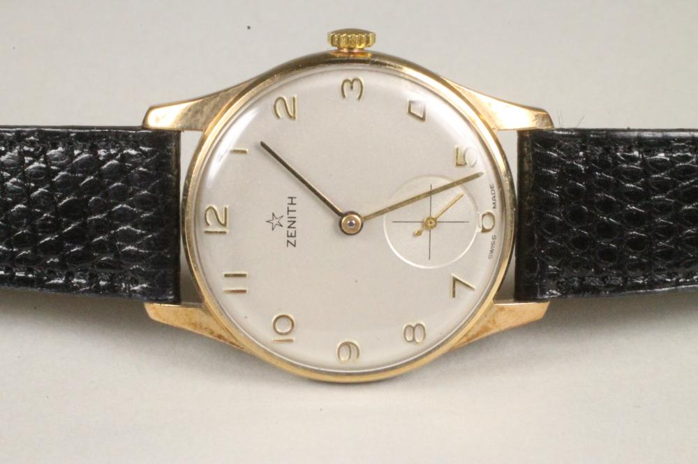A GENTLEMAN'S 9CT GOLD ZENITH WRISTWATCH Image