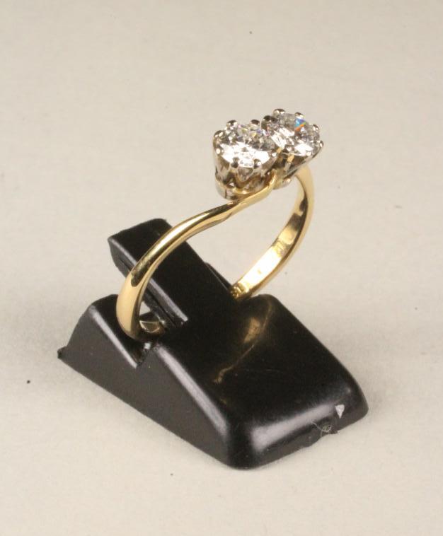 A TWO STONE DIAMOND RING Image