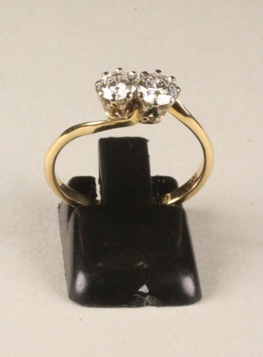 A TWO STONE DIAMOND RING Image