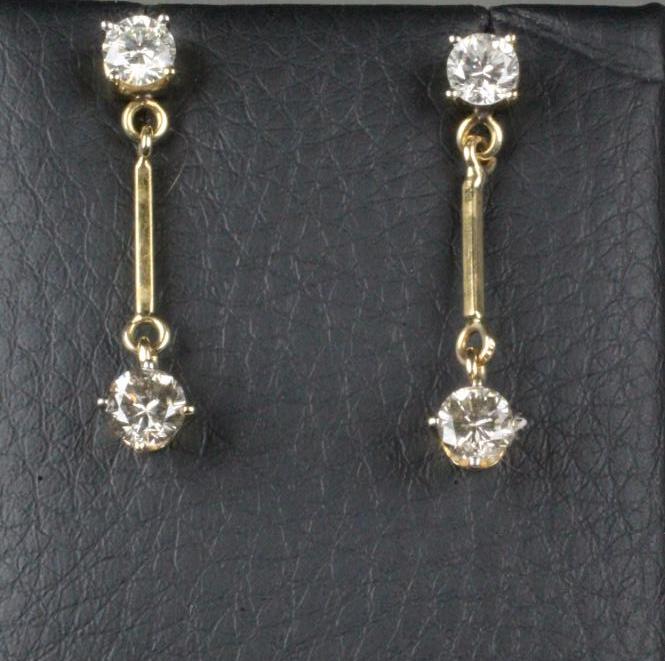 A PAIR OF DIAMOND DROP EAR STUDS Image