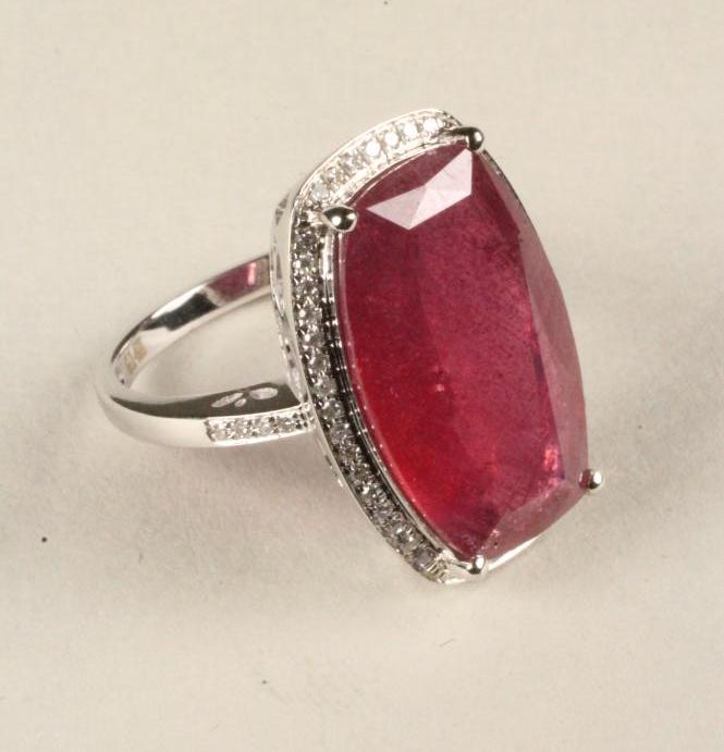 A RUBY AND DIAMOND COCKTAIL RING Image