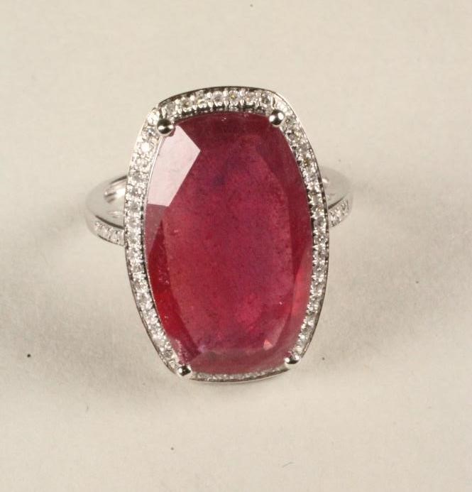 A RUBY AND DIAMOND COCKTAIL RING Image