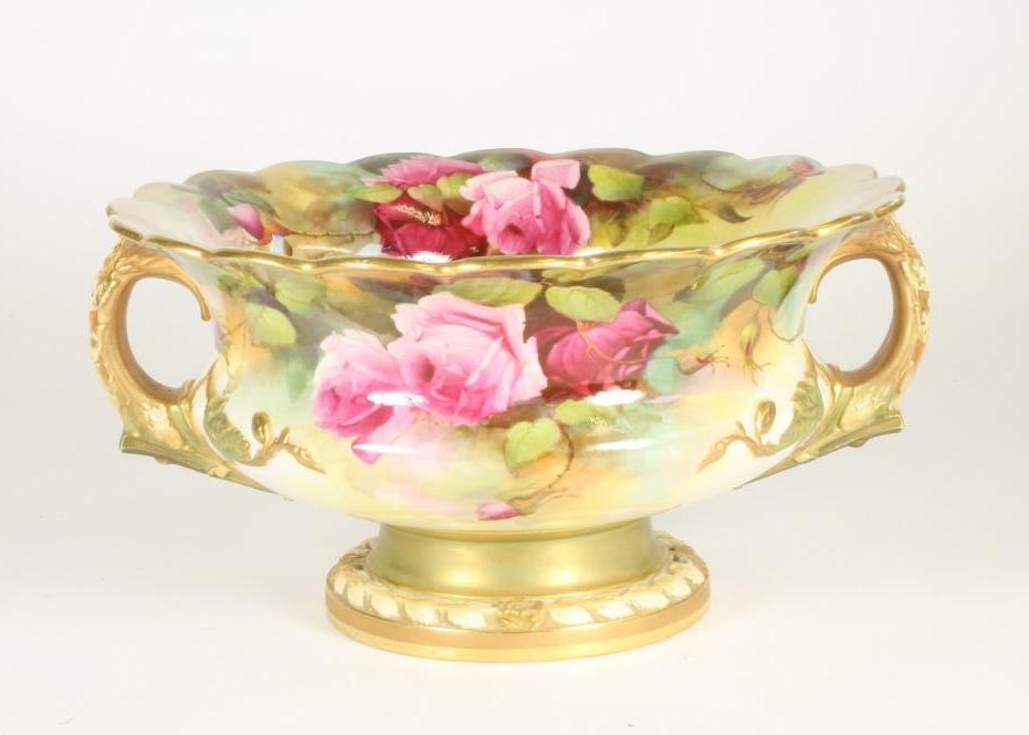 A ROYAL WORCESTER CHINA ROSE BOWL Image